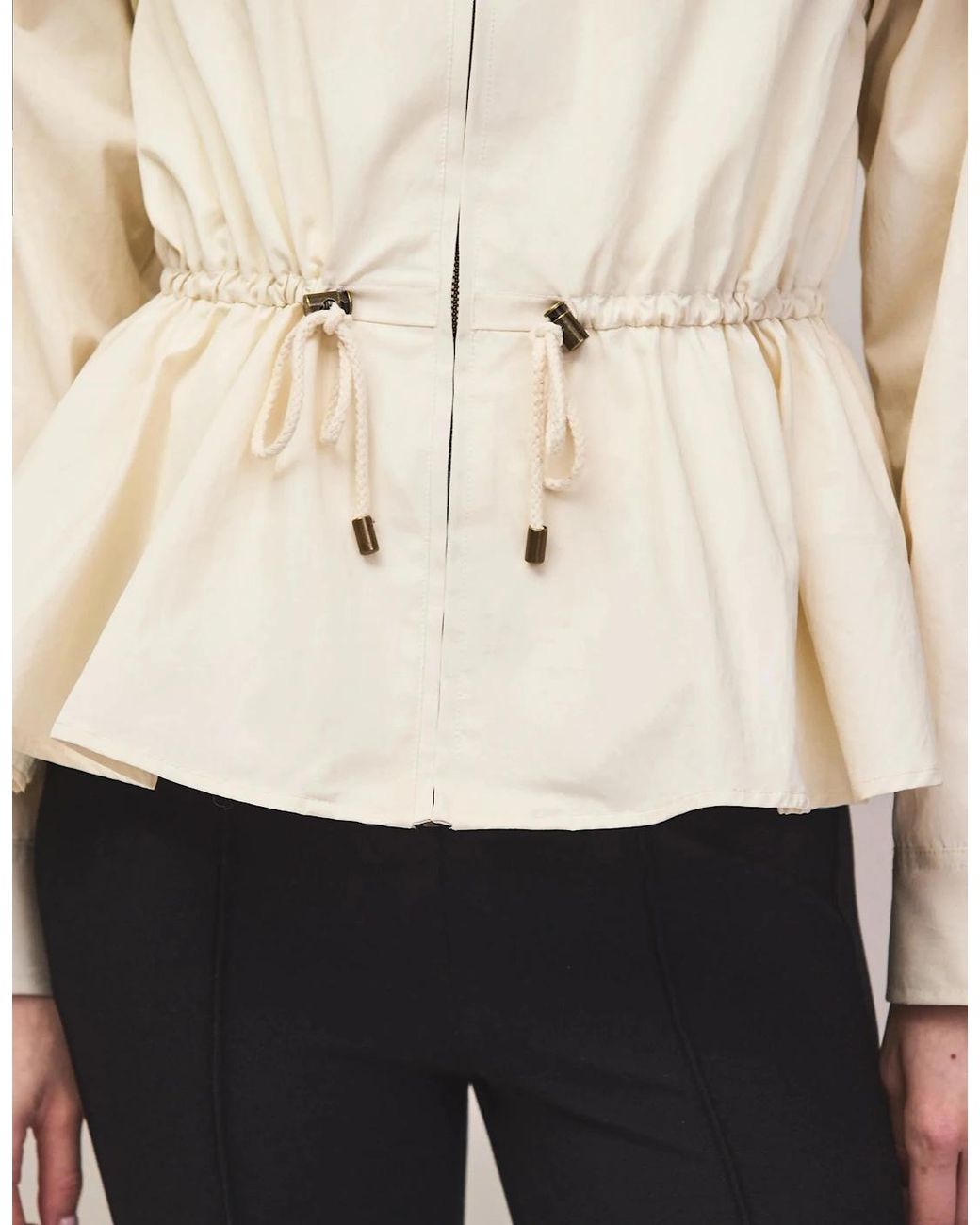 Ro&zo White Drawstring Waisted Water-Resistant Jacket