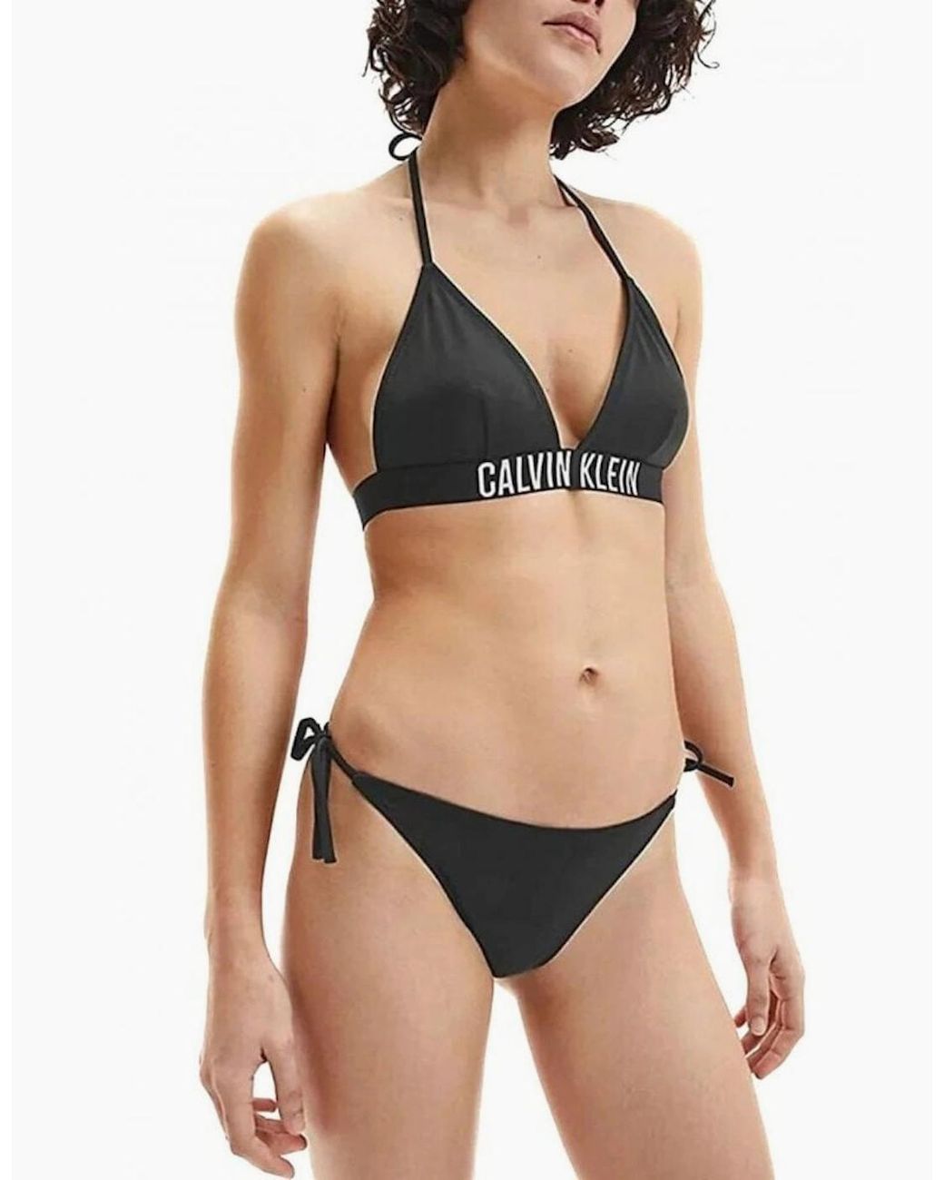 Calvin Klein Black Swimwear Intense Power String Side Tie Cheeky Bikini Bottoms