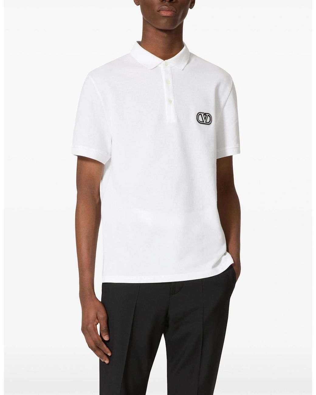Valentino White Vlogo Signature Patch Polo for men