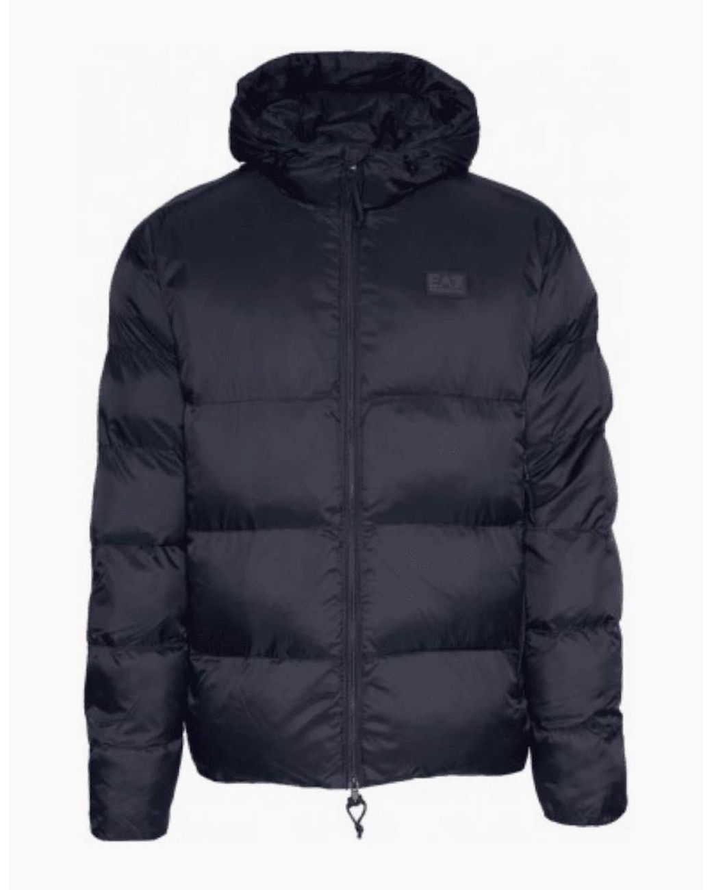 EA7 Blue Rear Embroidered Logo Puffer Jacket for men