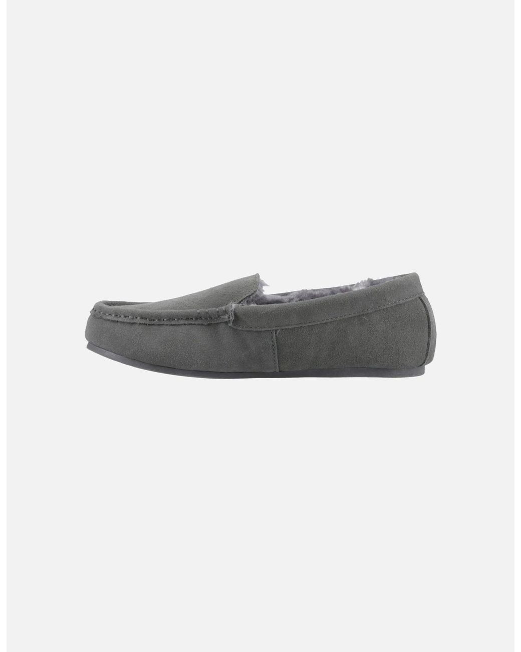 Hush Puppies Gray Annie Mocassin Suede Slippers