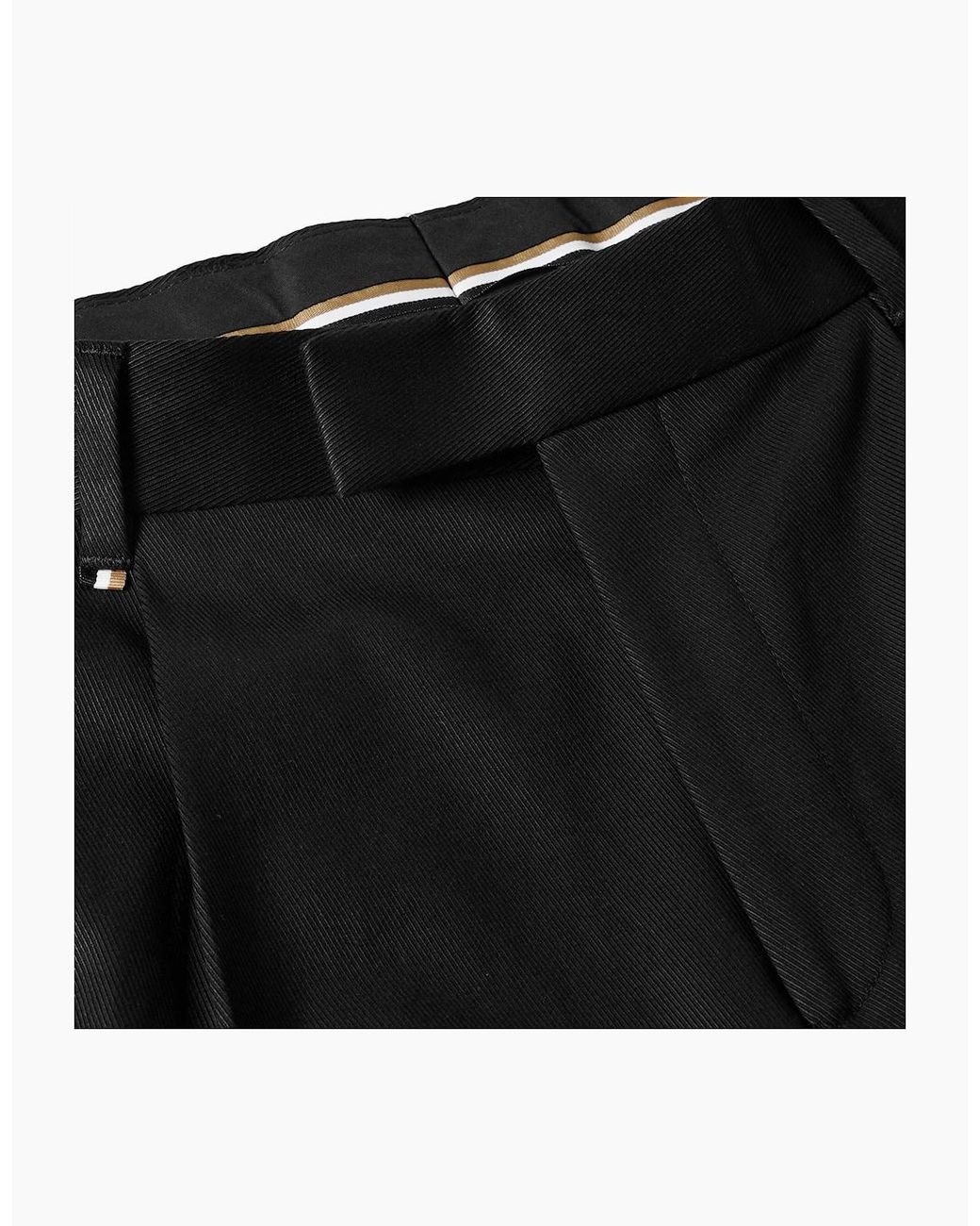 Boss Black Pepe Solid Patterned Pleated Chinos for men
