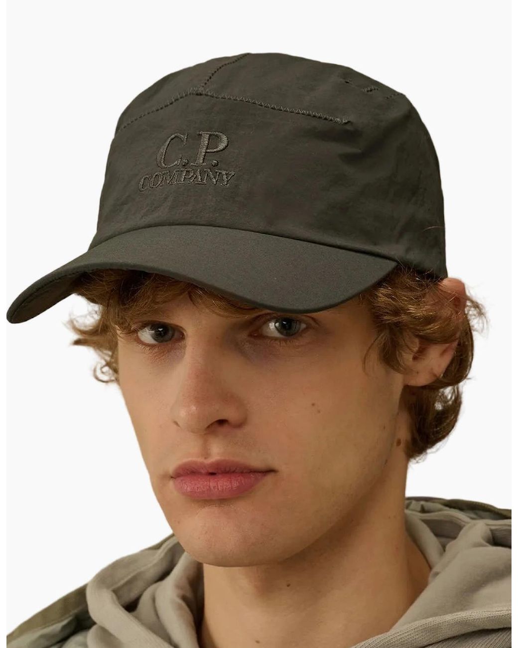 C P Company Black P.P.T. Embroidered Logo Cap for men