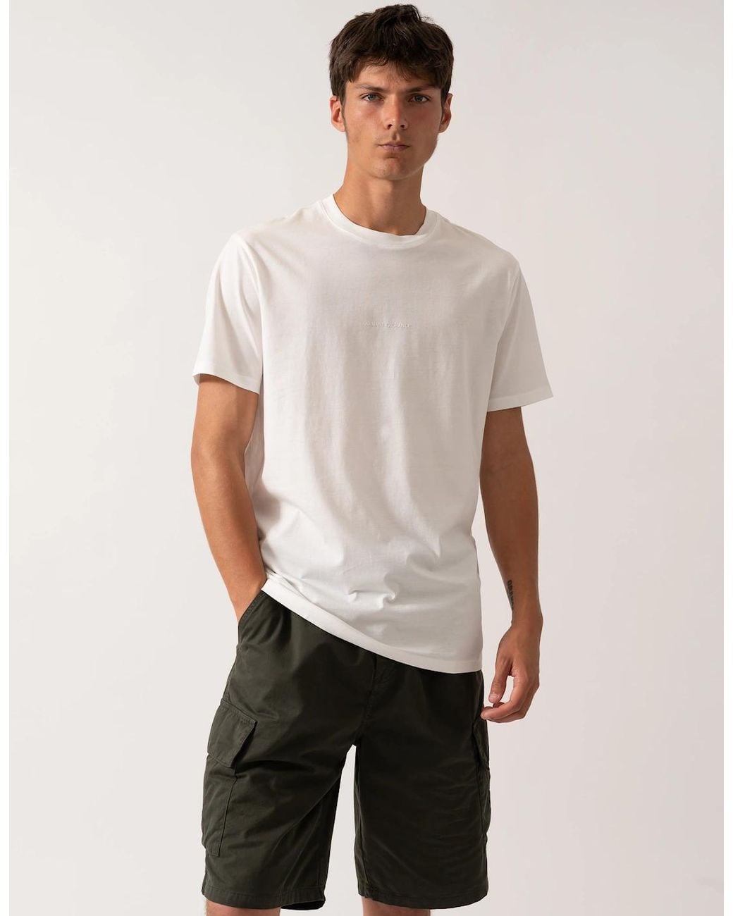 ARMANI EXCHANGE White Regular Fit Mercerised Cotton T-Shirt for men