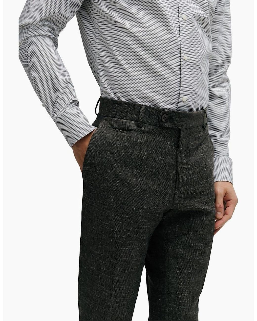 Boss Gray Genius 241 Slim Cut Trousers for men