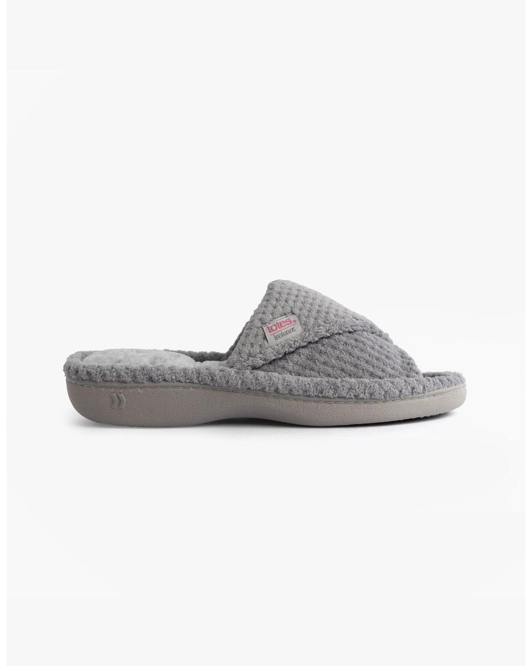 Totes Gray Isotoner Popcorn Turnover Open Toe Mule Slippers Pale