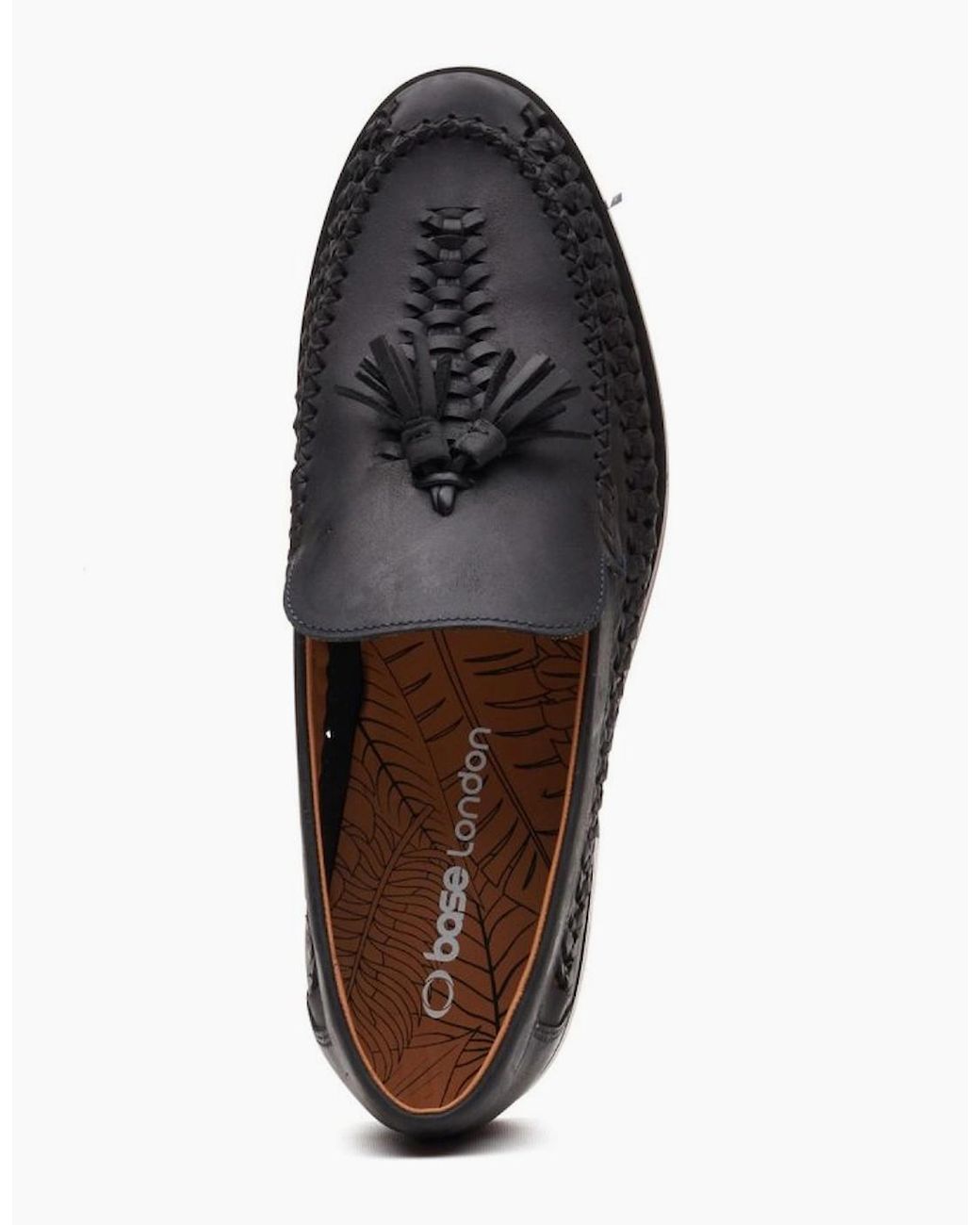Base London Black Bracken Leather Weave Loafers for men
