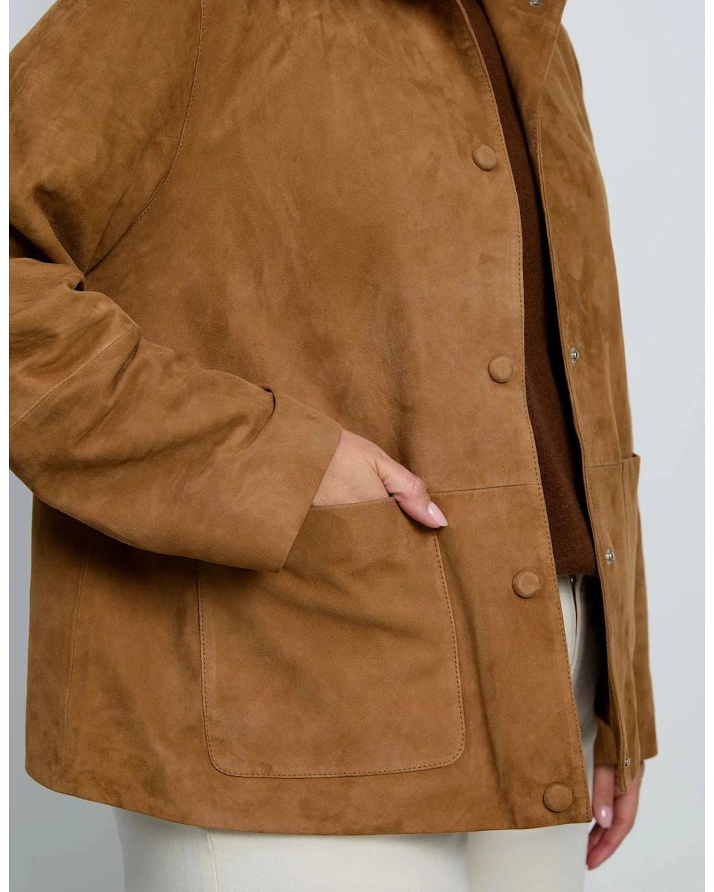 Live Unlimited London Gray Tan Suede Button Through Jacket
