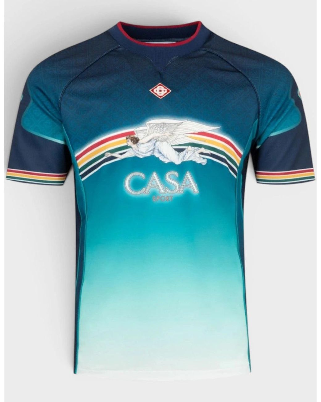 Casablanca Blue La Deesse Du Stade Printed Football Top for men