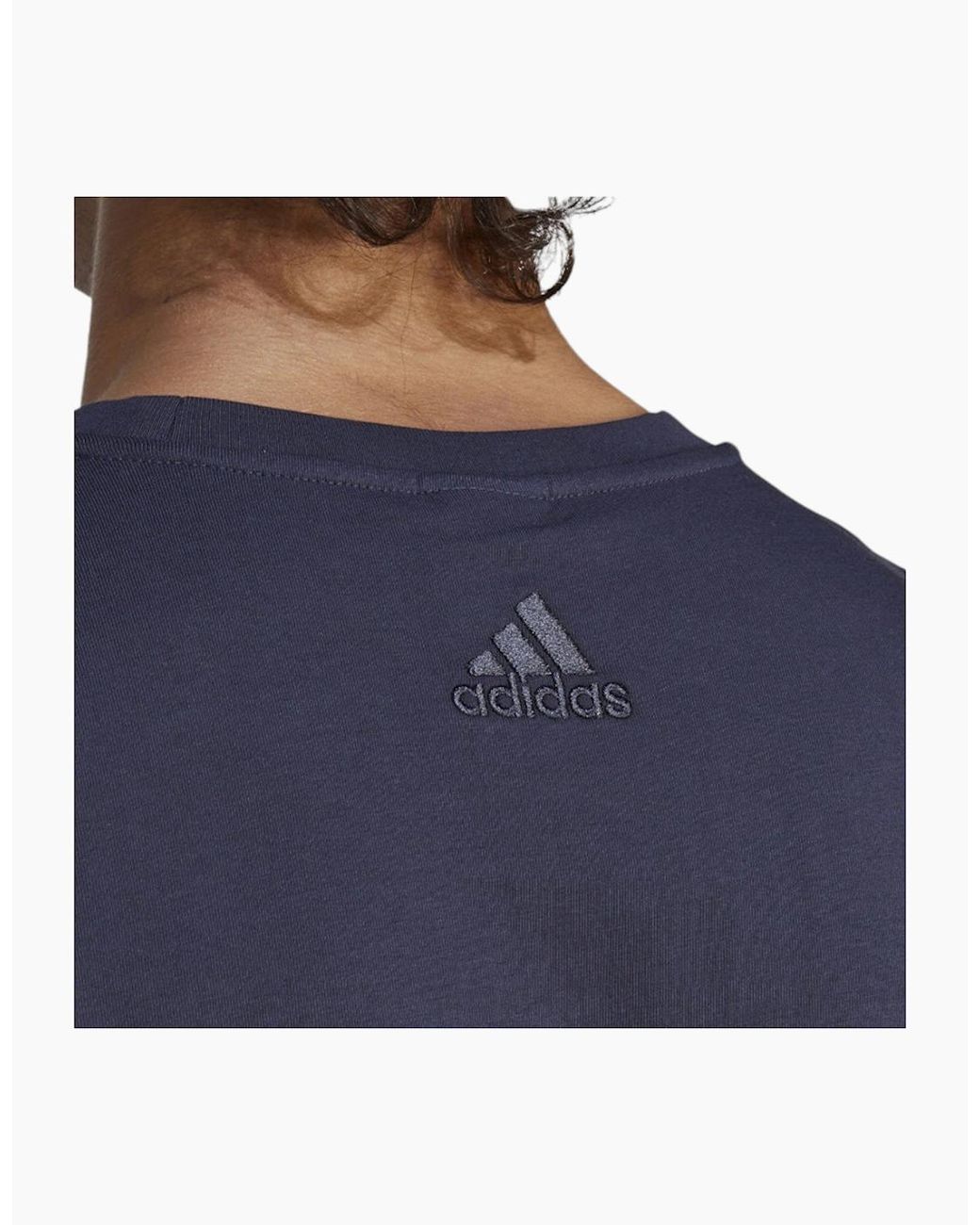 Adidas Blue T Shirts Short Sleeve Summer Printed Crew Neck Top Casual Cotton Tee for men