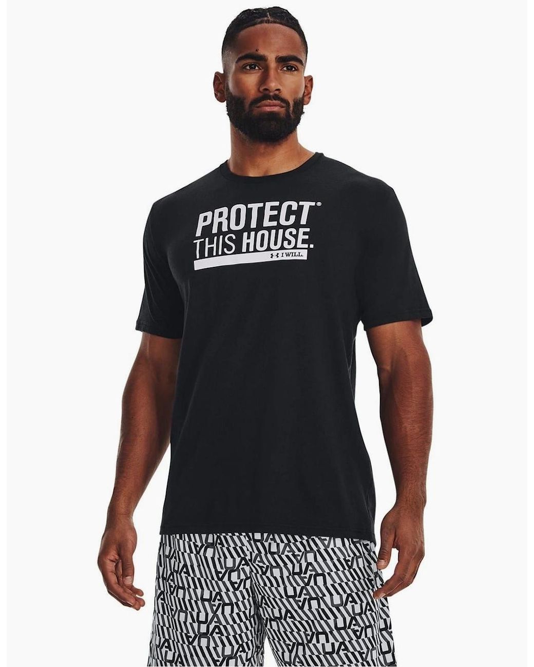 Under Armour Black Protect This House Crew Neck Short Sleeve T-Shirt for men