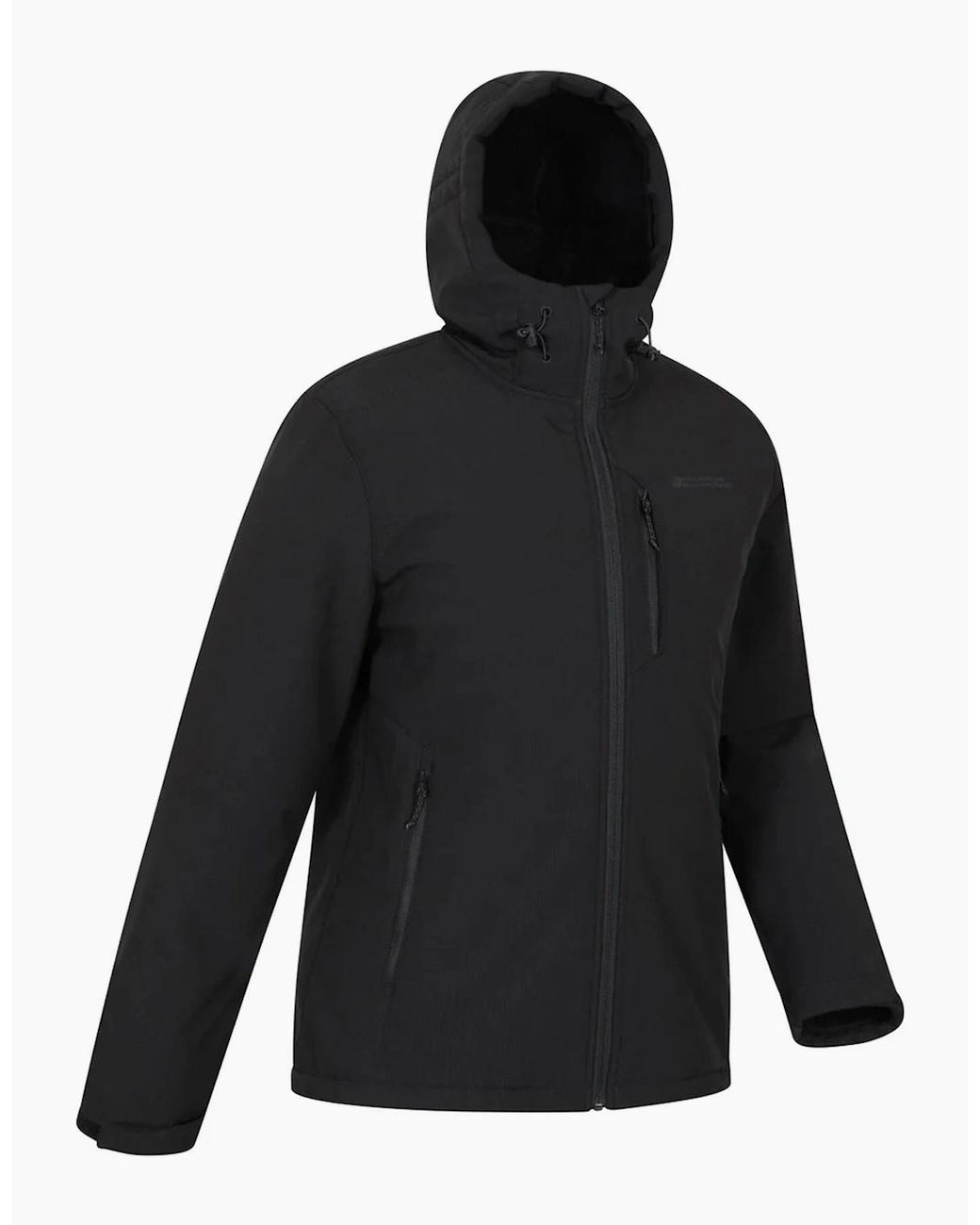 Mountain Warehouse Black Charleston Faux Fur Lined Soft Shell Jacket for men