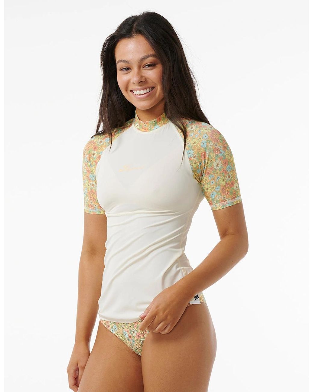 Rip Curl White Rip Curl Sea Of Dreams Uv Protect Short Sleeve Rash Vest
