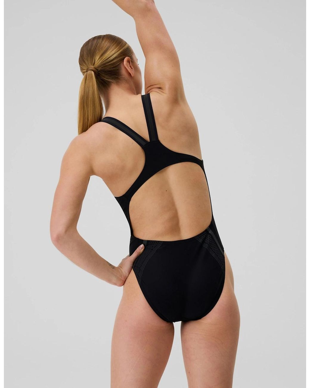 Speedo Blue Ladies Printed Performance Muscleback One Piece Swimsuit
