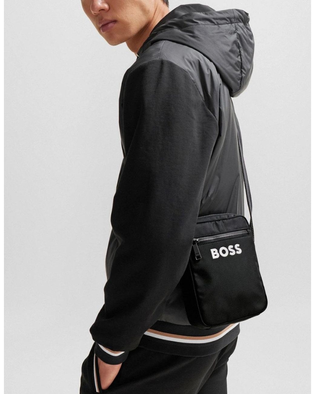Boss Black Boss Catch 3.0 Textured Crossbody Bag With Logo for men