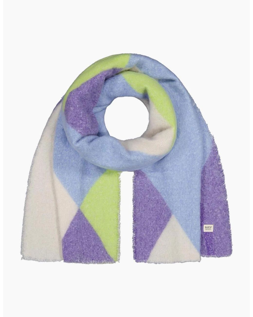 Barts Blue Taats Soft Colourblock Short Fringes Scarf