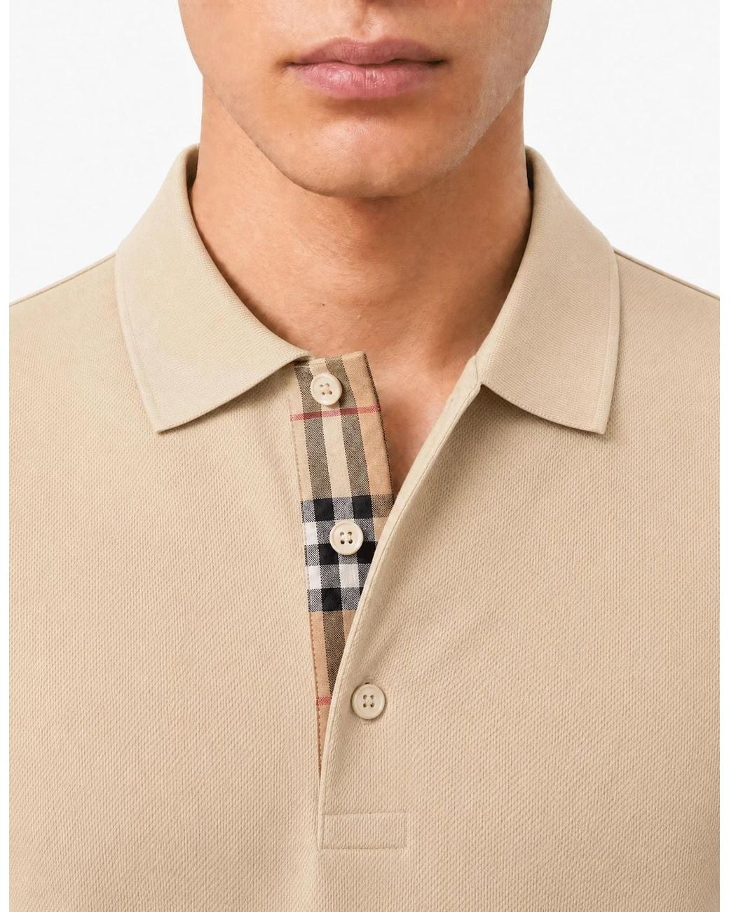 Burberry Natural 'Hartford' Check Placket Polo for men