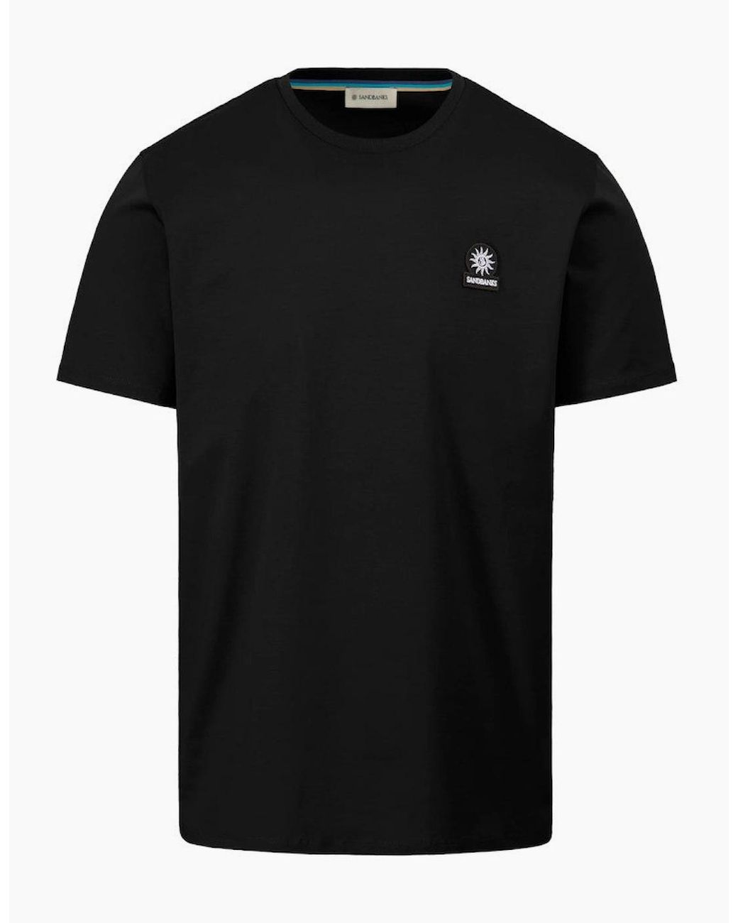 Sandbanks Black Mercerised Badge T-Shirt A1-26 for men