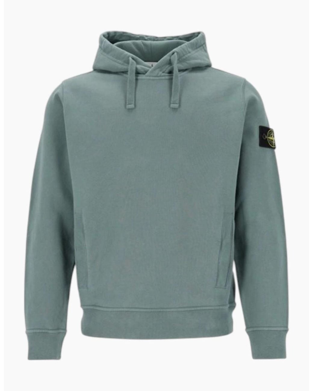 Stone Island Blue Brushed Organic Cotton Hoodie for men