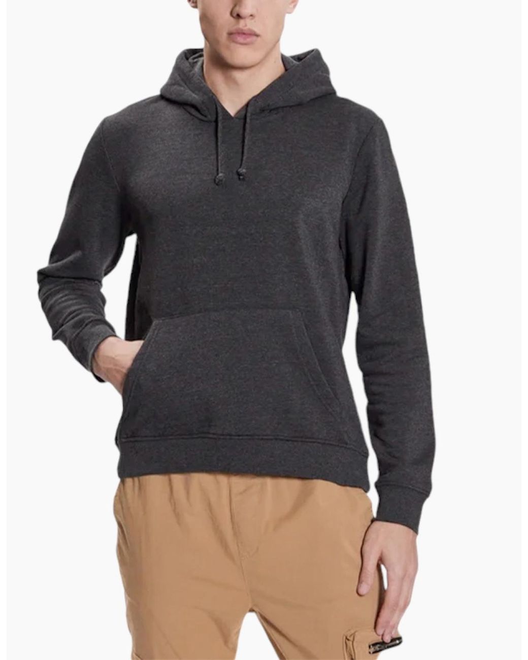 Brave Soul Gray Plain Hoodies Long Sleeve Pullover Fleece Top Hooded Sweatshirt for men