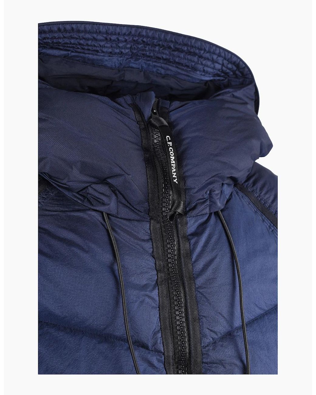 C P Company Blue Down Quilted Jacket Peacoat for men