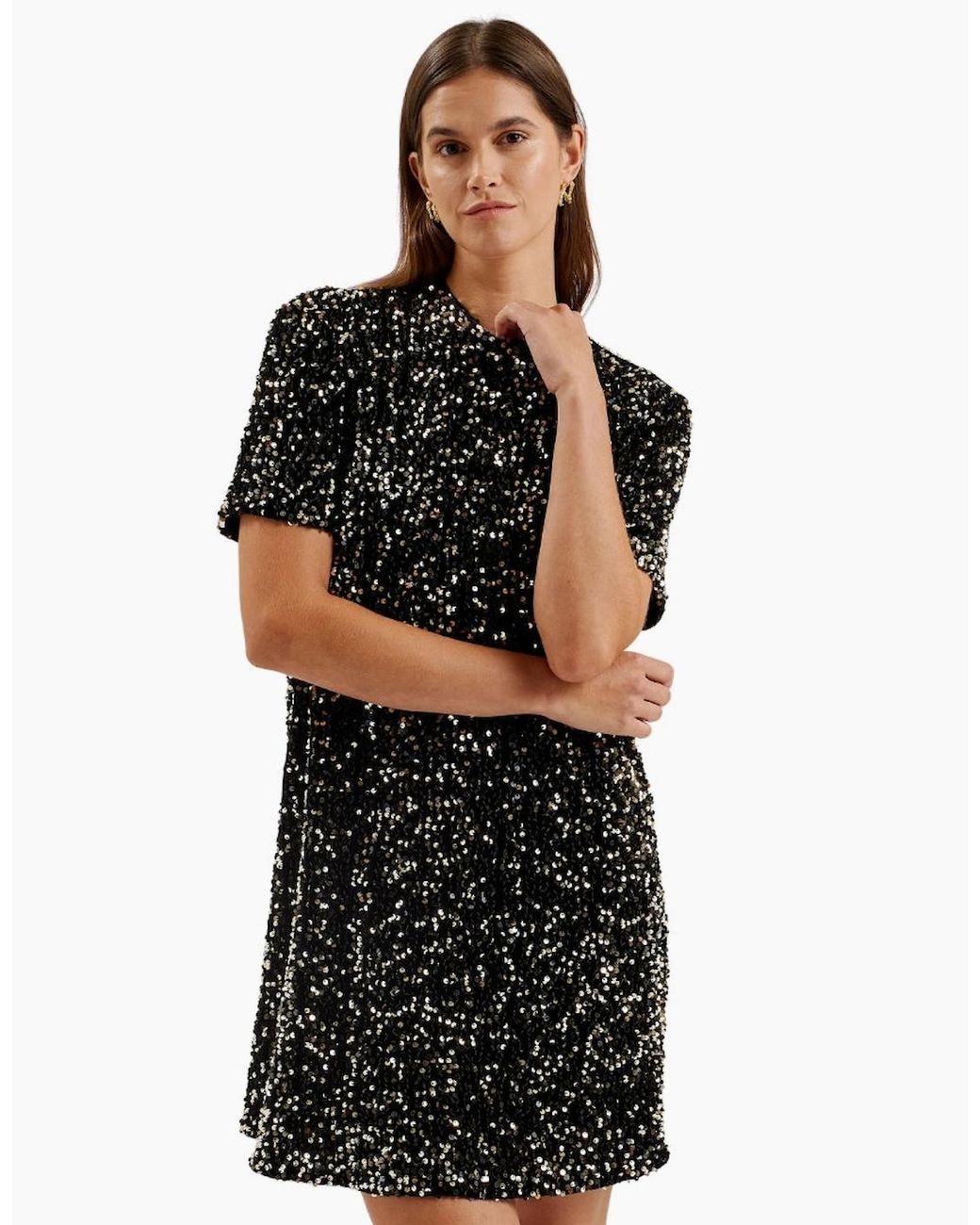 Ted Baker Black Audriyy Velvet Sequin Mini Dress