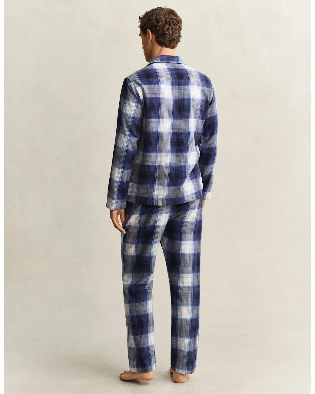 Gant Blue Flannel Checked Pyjama Set Gift Box for men