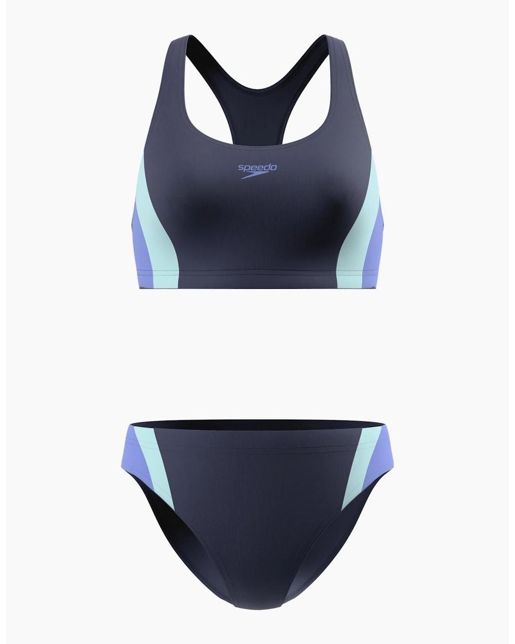 Speedo Blue Ladies Splice 2.0 Colour Block Two-Piece Swimsuit