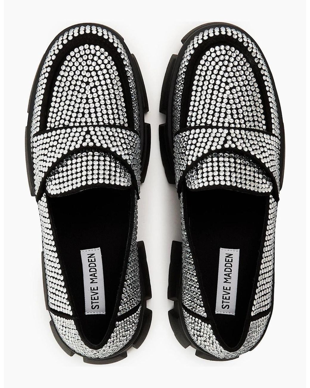 Steve Madden Black Trifecta R Metallic Penny Loafers