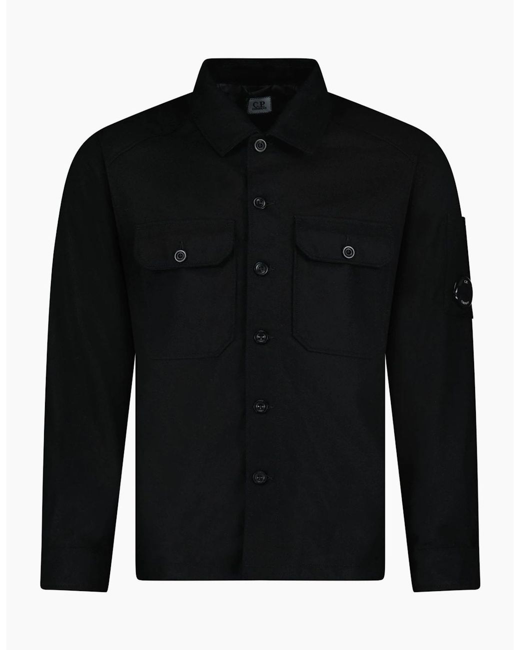 C P Company Black Felt Lens Overshirt for men
