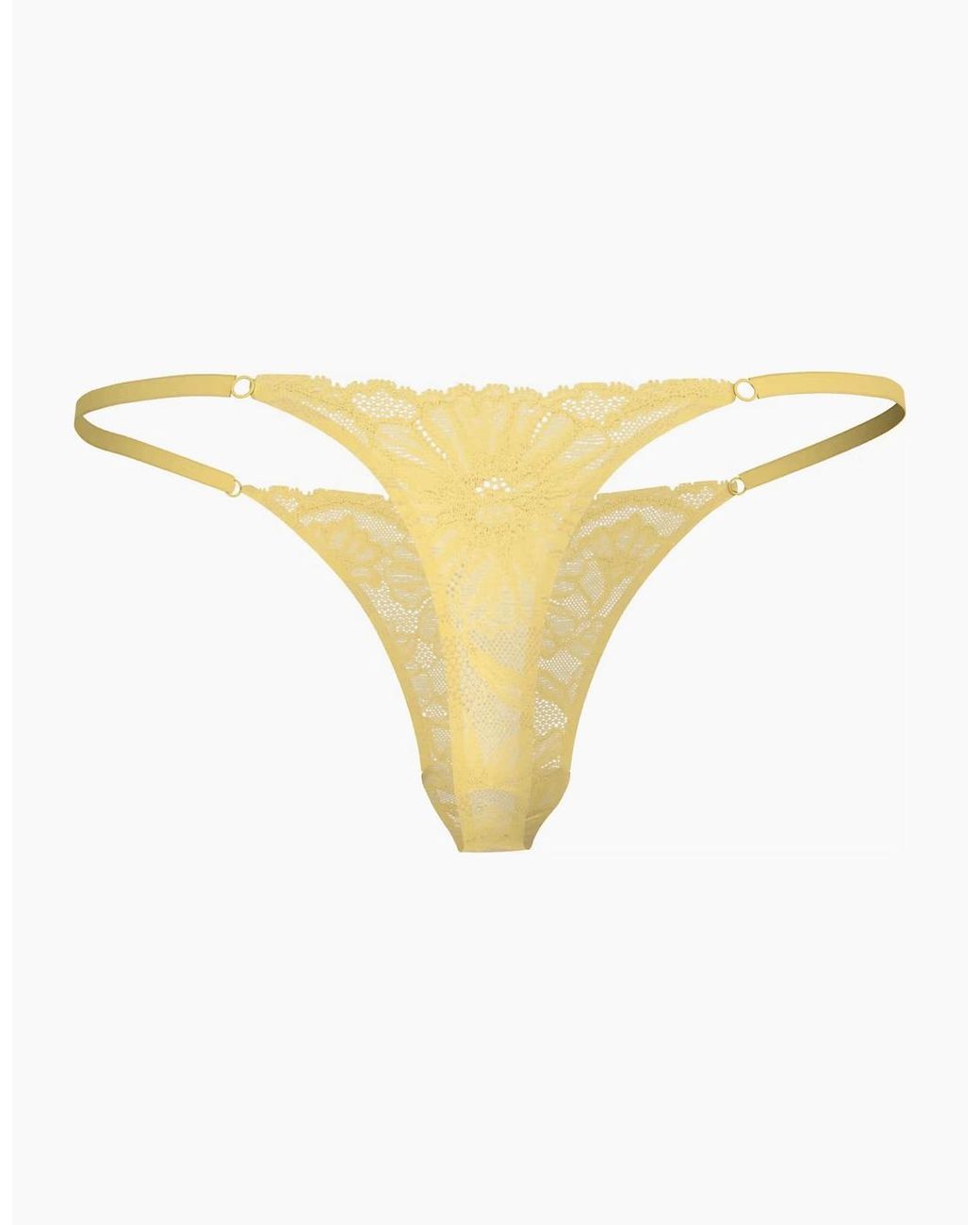 Tommy Hilfiger Black Floral Lace Tanga Thong, Citronella