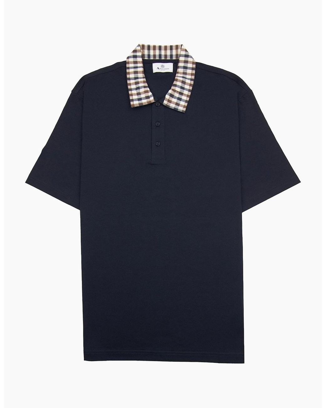 Aquascutum Blue Supima Club Check Rib Polo for men
