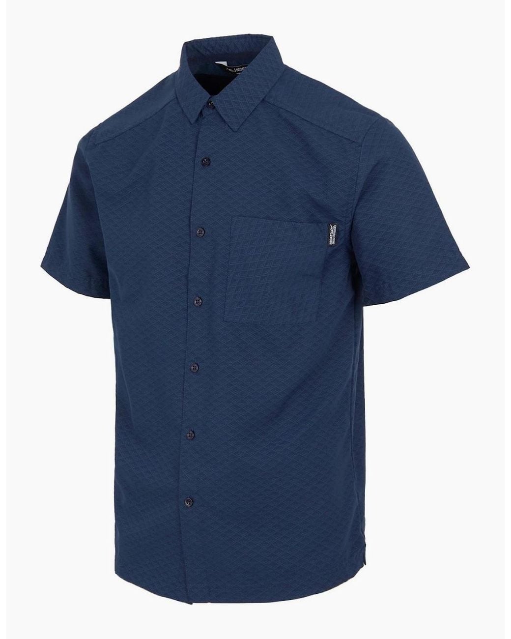 Regatta Blue Regular Fit Collared Neck Short Sleeve Shirt With Chest Pocket for men
