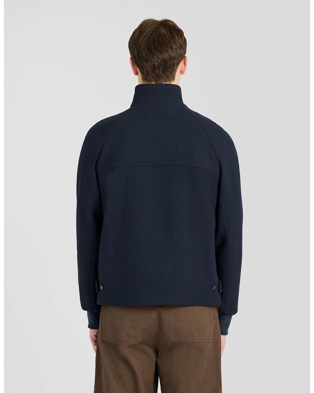 Lyle & Scott Blue Wool Harrington Jacket for men
