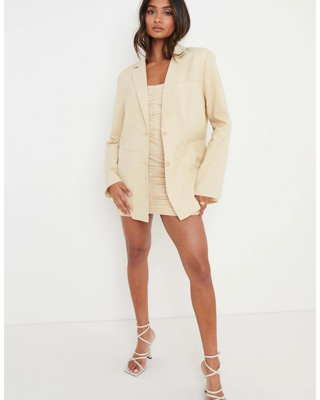 Pretty Lavish Natural Dylan Dad Linen Blazer