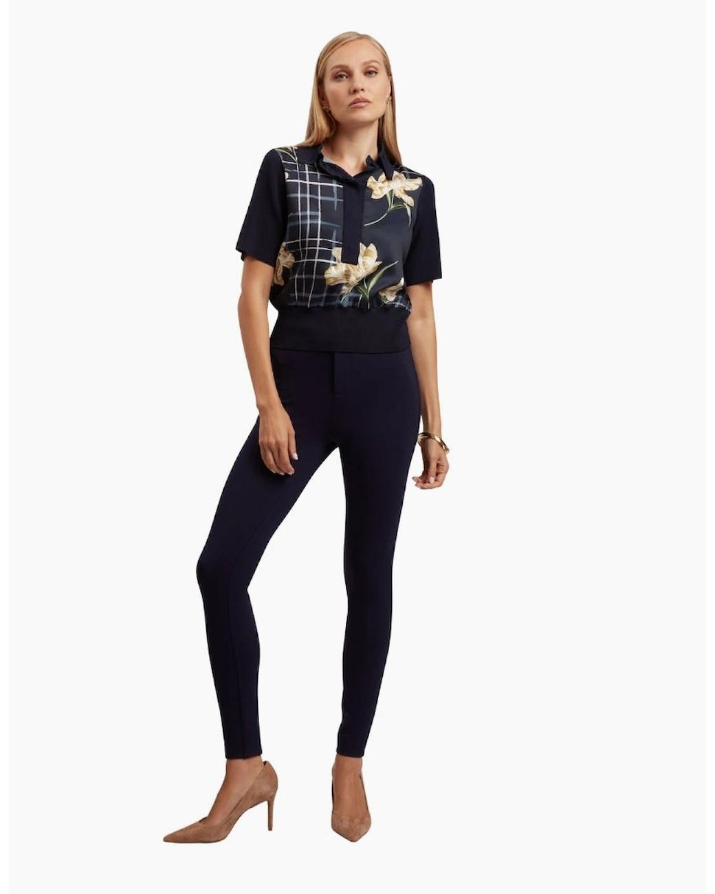 Ted Baker Blue Felinda Fly Front Stretch Leggings