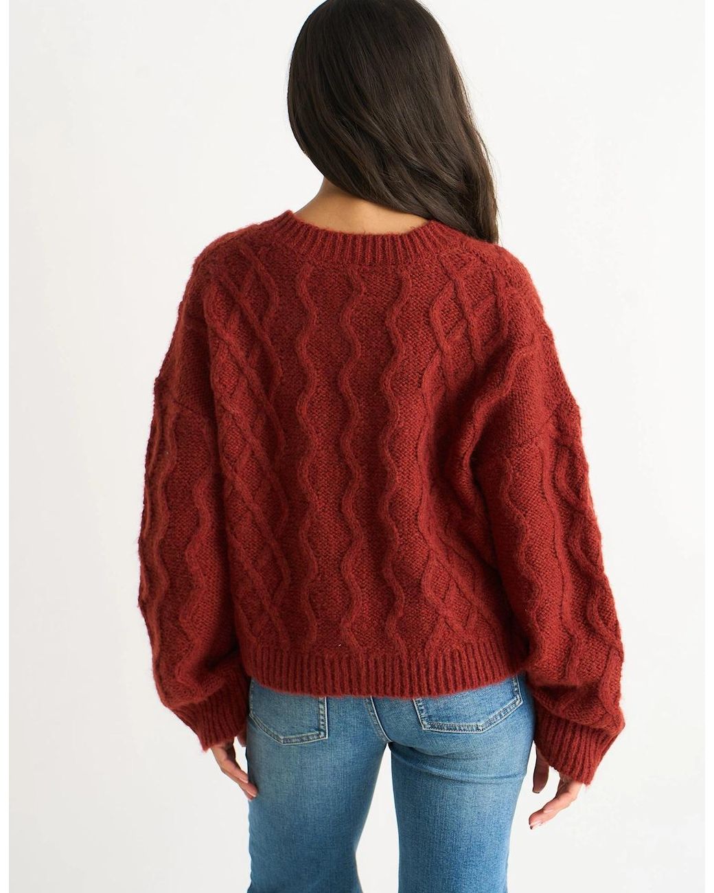 Gini London Red Rust Cable Knit Cardigan