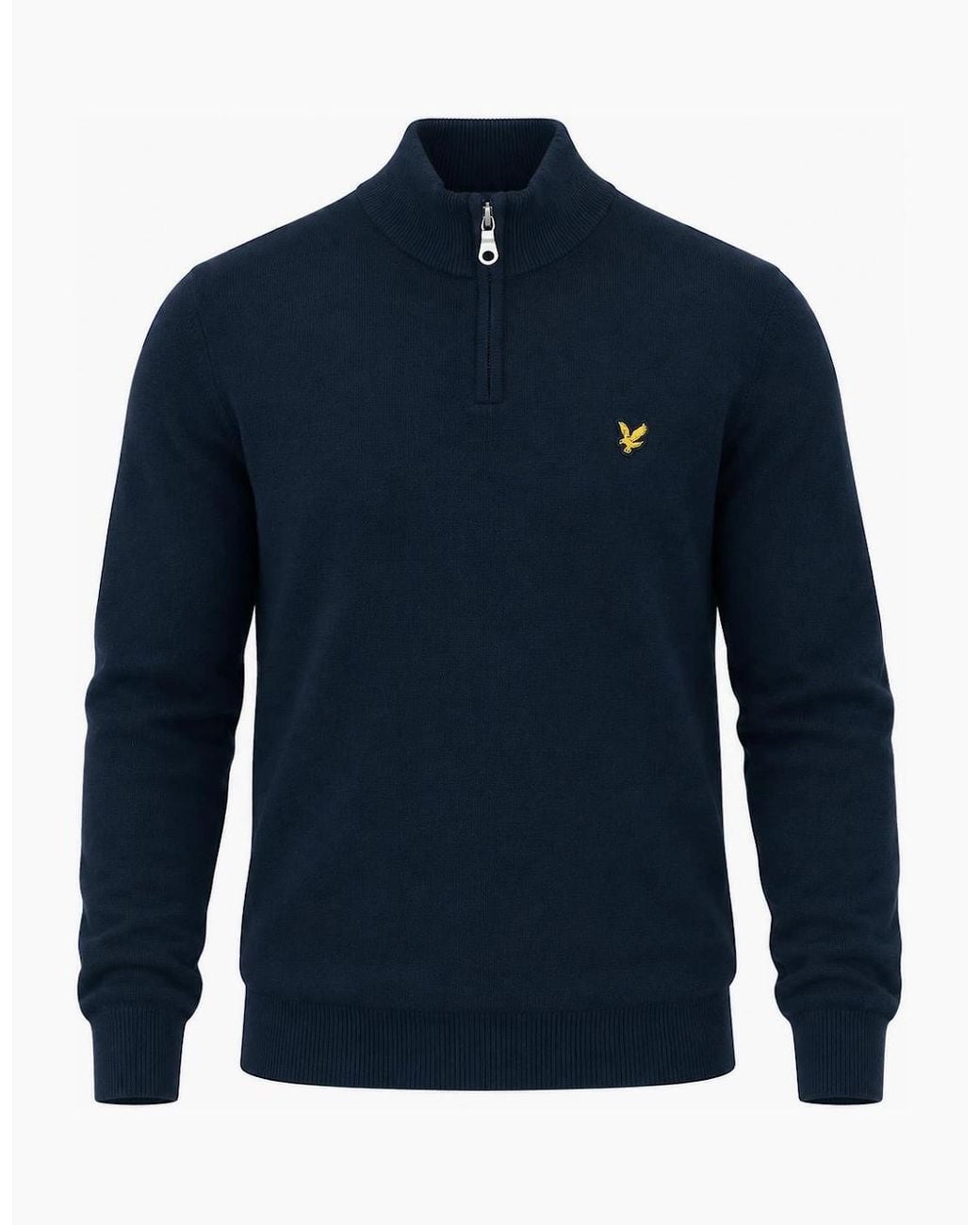 Lyle & Scott Blue Lyle & Scott Cotton Merino Quarter Zip Jumper Dark for men