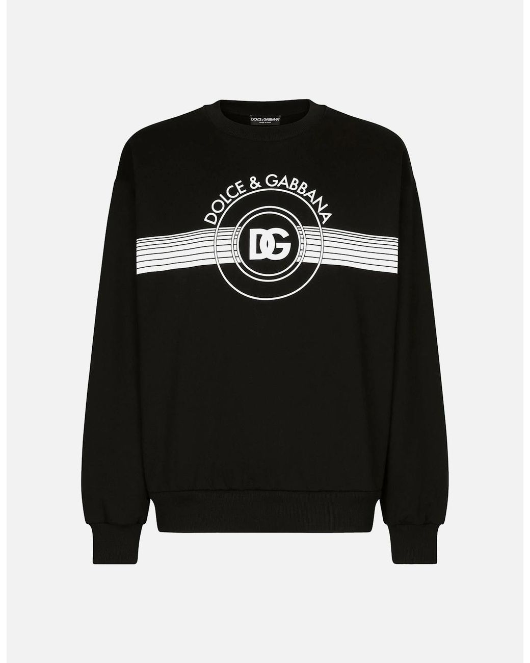 Dolce & Gabbana Black Jersey Dg Logo Print Sweatshirt for men