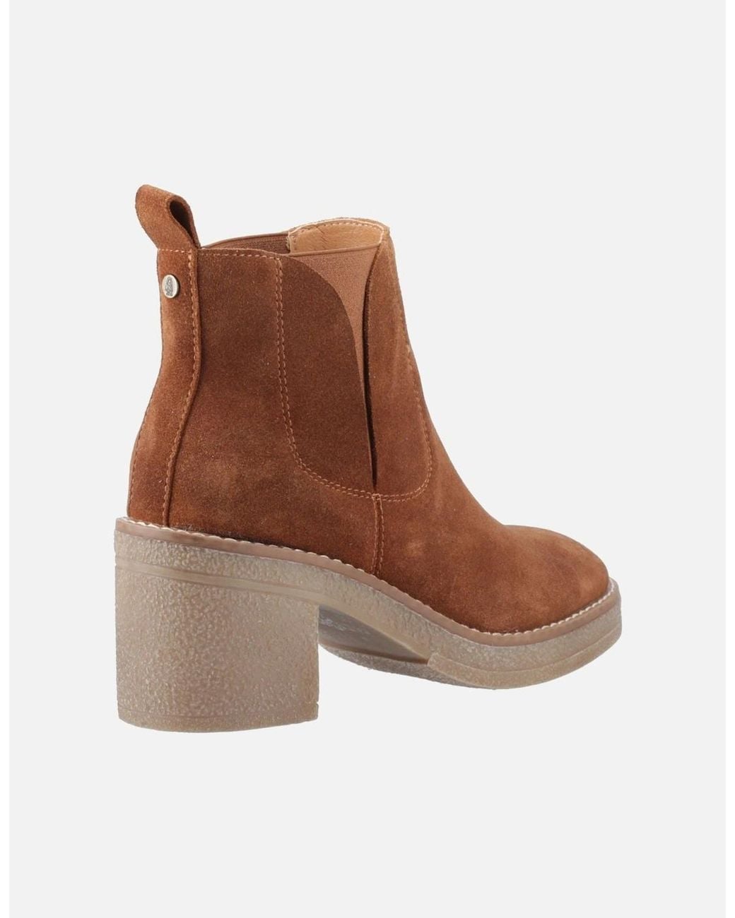 Hush Puppies Brown Felicia Suede Tan Heeled Chelsea Boots