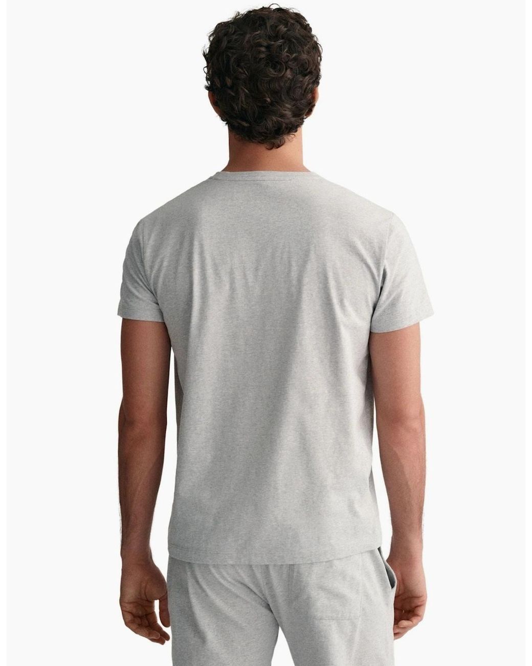 Gant Gray Shield Logo Jersey Pyjama T-Shirt, Light Melange for men