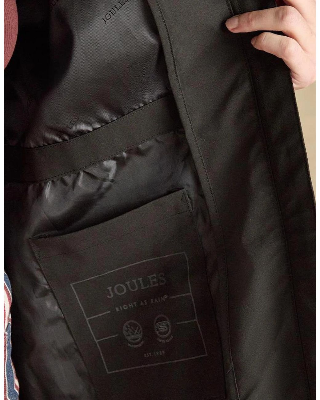 Joules Black Rainaway Waterproof Rain Coat