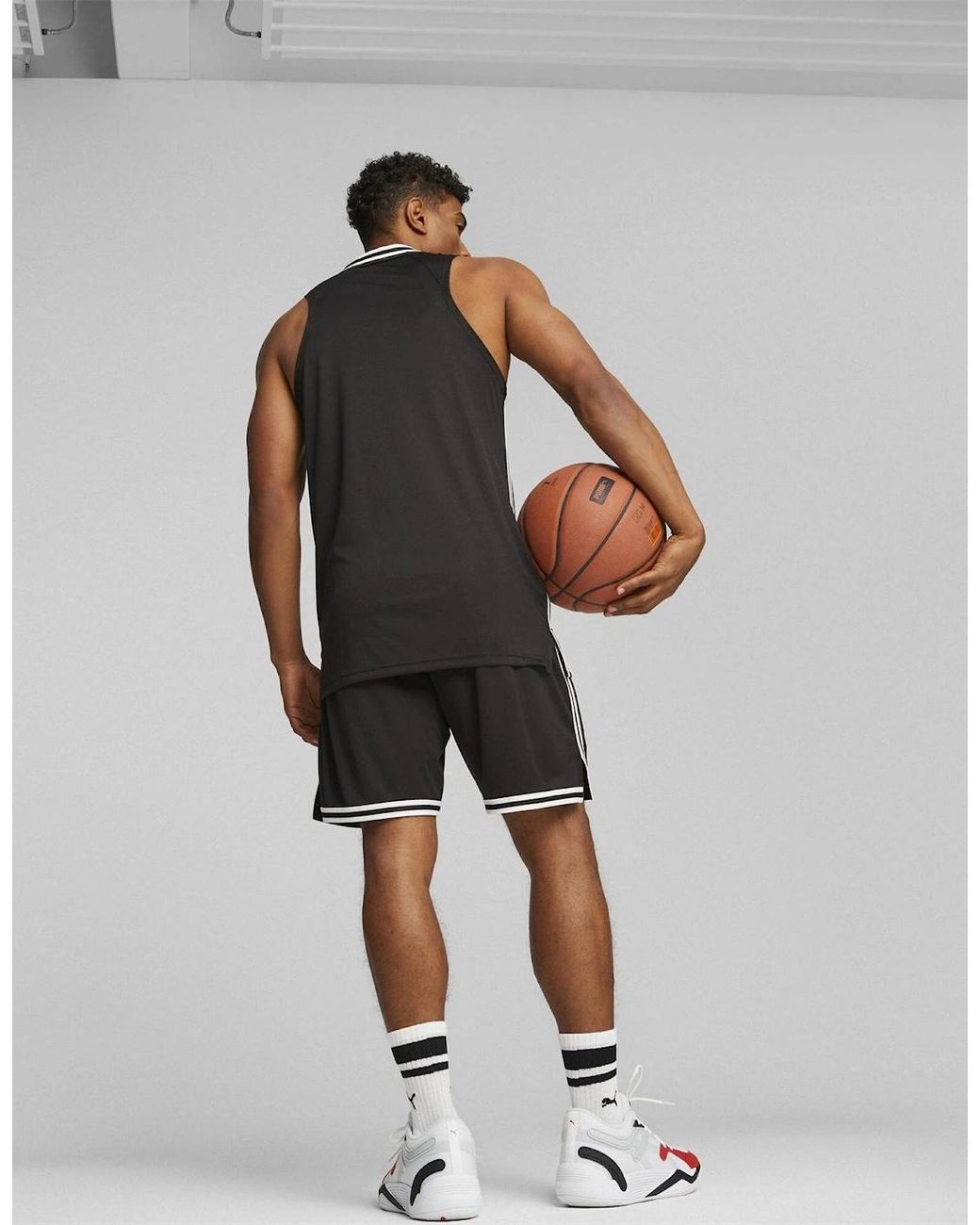 PUMA Black Hoops Team Game Performance Basketball Jersey for men