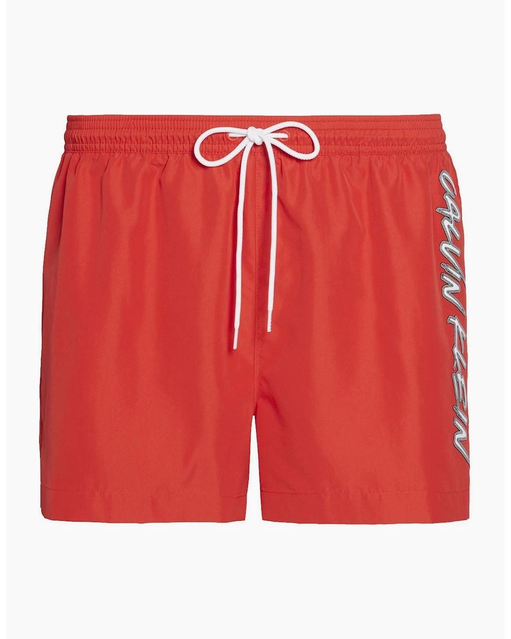 Calvin Klein Red Ck Wave Short Drawstring Swim Shorts, High Risk for men