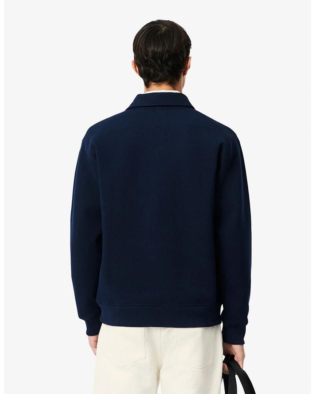 Lacoste Blue Sh9450 Polo Collar Piqué Sweatshirt