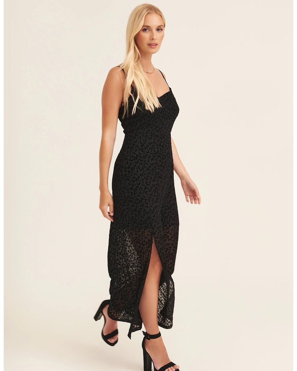 Gini London Black Animal Cowl Midi Dress