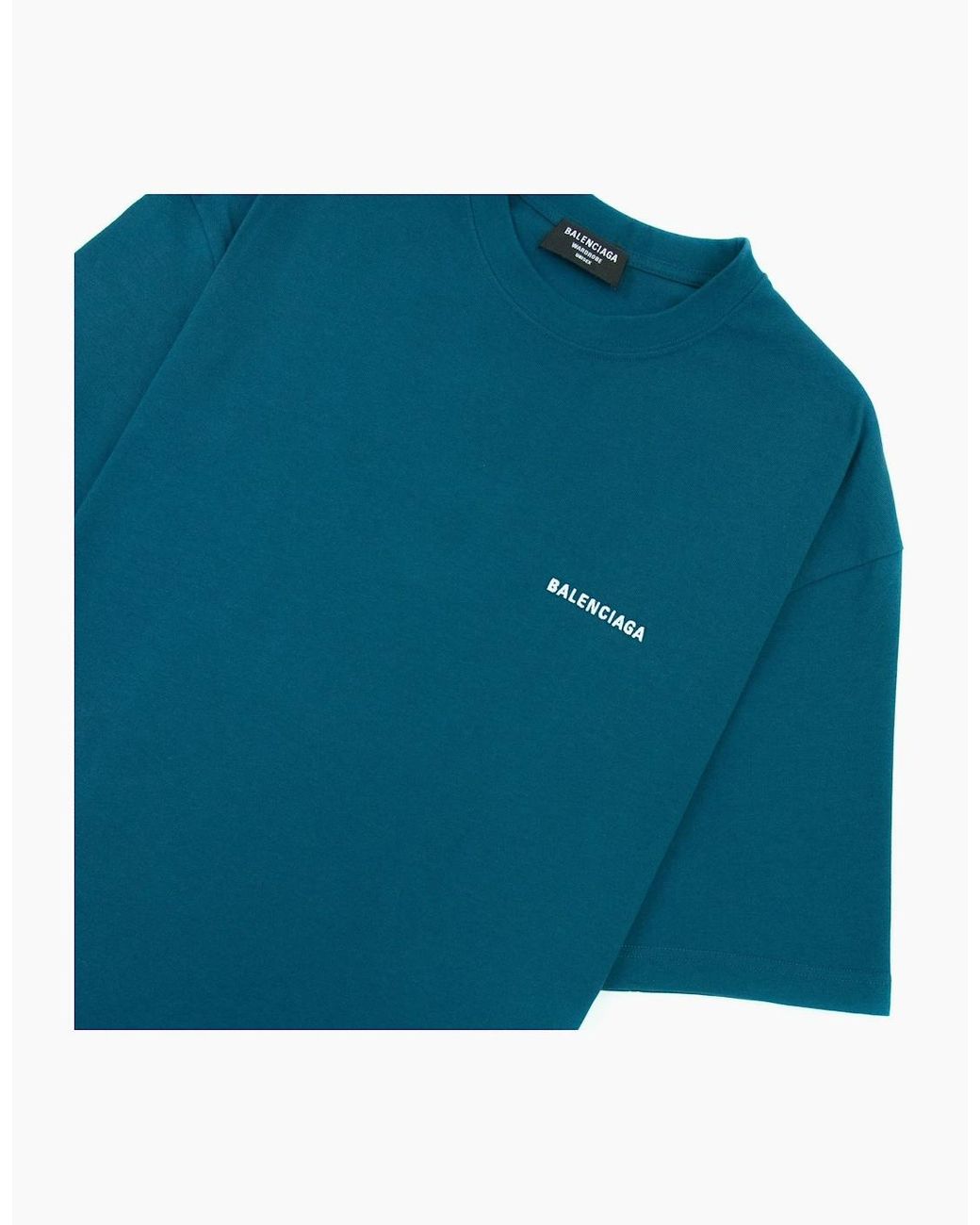 Balenciaga Blue Logo Crewneck T Shirt 9567 for men
