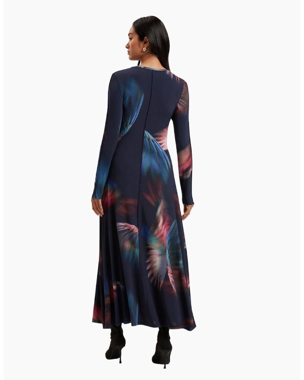Ted Baker Blue Georii Printed Slinky Jersey Long Sleeve Dress