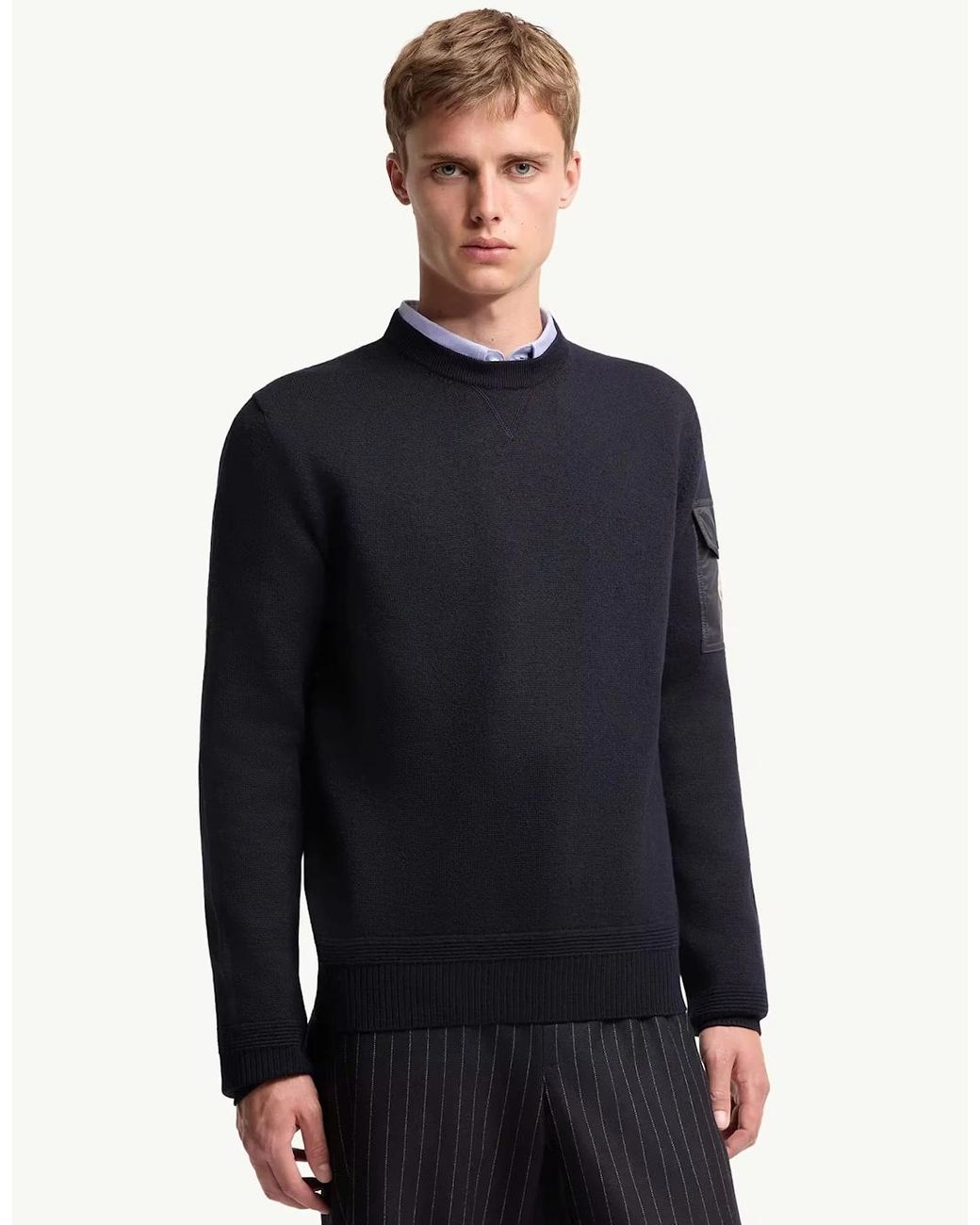 Moncler Blue Sleeve Pocket Sweater for men