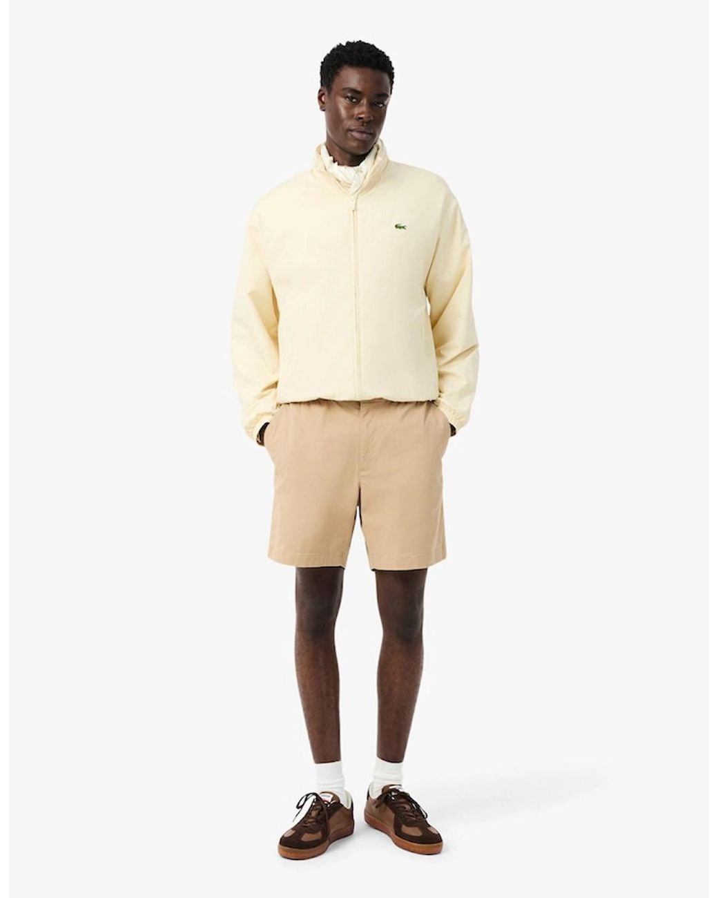 Lacoste White Regular Fit Stretch Cotton Shorts for men